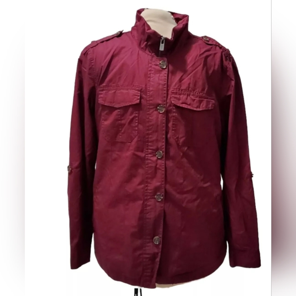 Buffalo David Bitton Light Military Jacket  Burgundy Medium